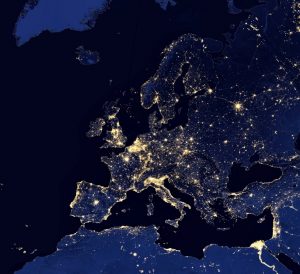 Luces en europa vista desde el espacio