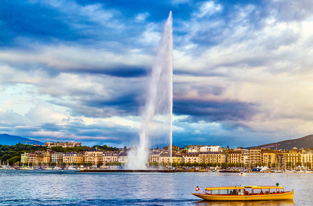 Fuente Jet d'Eau en Ginebra, Suiza