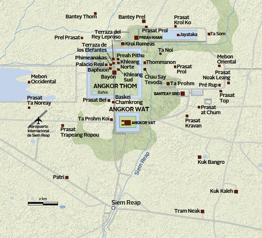 Mapa del complejo histori Angkor - National Geographic